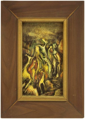 Judith Pins, Abstract Expressionist "Fire Dance" Oil Painting Israeli Artist