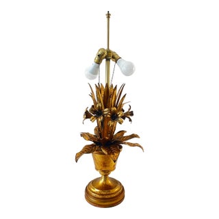 Mid 20th Century Marbro Gilt Tole Accent Lamp For Sale