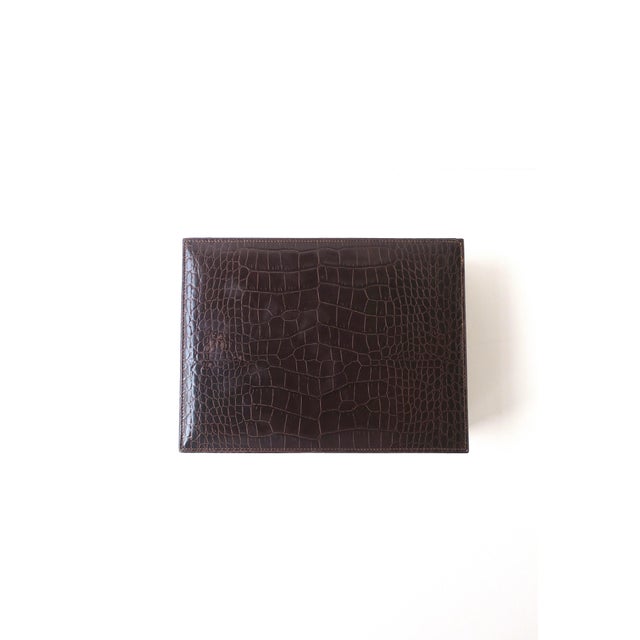 Leather Jewelry Box Crocodile Style, Ralph Lauren Style, Circa 1990s For Sale - Image 10 of 15