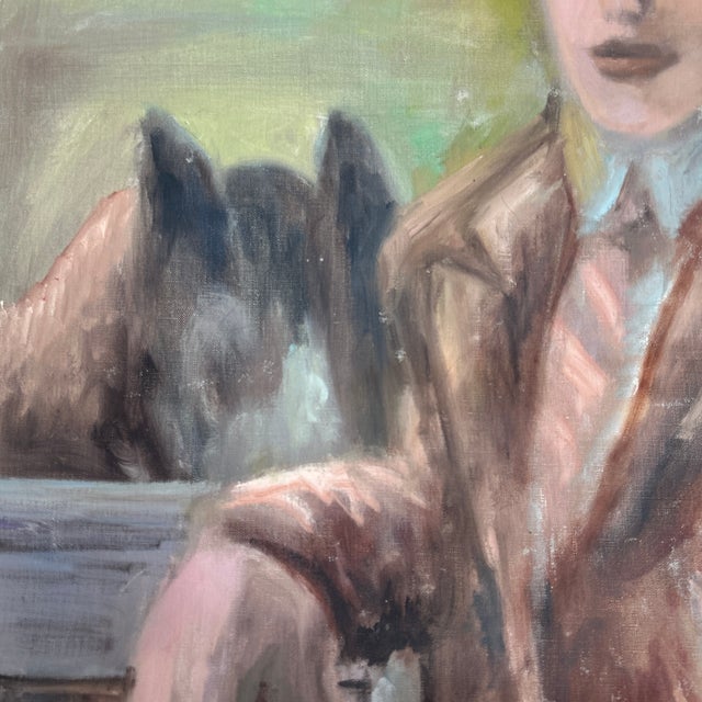 Impressionist 1950’s Impressionist Portrait in Horse Stables Painting on Canvas For Sale - Image 3 of 4