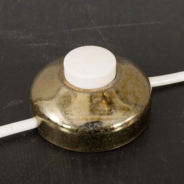 Beige Venini Italian Brass Floor Lamp with Murano Swirl Globe attributed to Paolo Venini, Italy, 1970s For Sale - Image 8 of 9