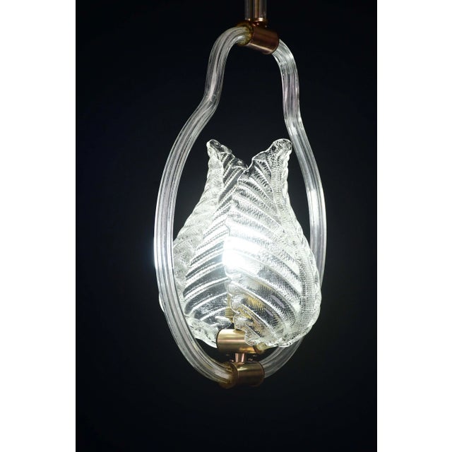 Lovely Transparent Art Decò Barovier E Toso Pendant Light Murano Glass, 1940s For Sale - Image 12 of 14