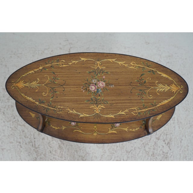 Adams Paint Decorated 2 Tier Oval Occasional Table For Sale - Image 4 of 12