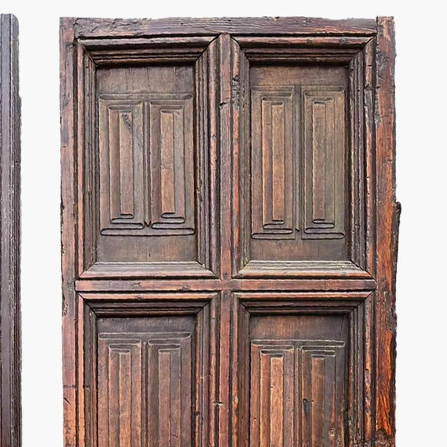 Antique European Linenfold Doors - A Pair For Sale - Image 4 of 10