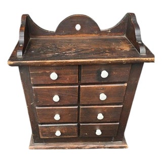 19thc Wall Hanging Spice Box With Porcelain Knobs For Sale