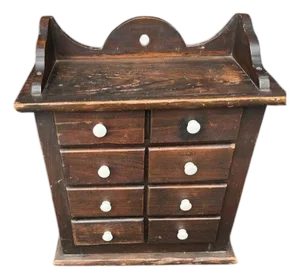 19thc Wall Hanging Spice Box With Porcelain Knobs