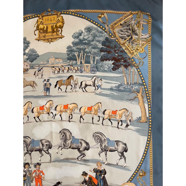 French PRESENTATION HERMES de CHEVAUX 1980 Ledoux Philippe Foulard en soie For Sale - Image 3 of 11