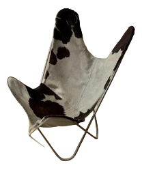 Vintage Cowhide Leather Butterfly Chair, 1970s