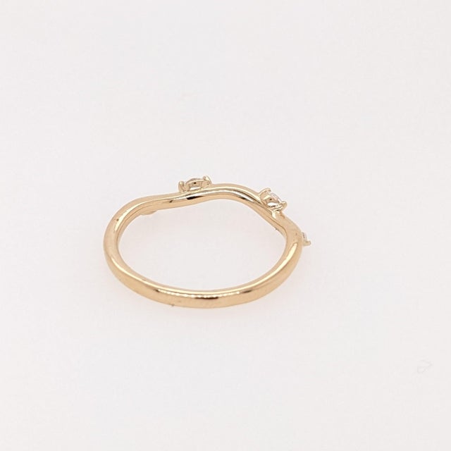 Dainty Natural Diamond Stackable Band in Solid 14k Yellow Gold, Size 6.75 For Sale In Columbus - Image 6 of 6