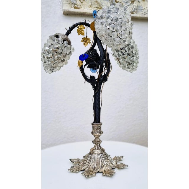 Vintage Murano Glass Grape Table Lamp, 1975 For Sale - Image 3 of 17