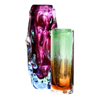 Art Glass Czech Vase by Jan Beranek and Frantisek Vizner from Skrdlovice, 1960s, Set of 2 For Sale