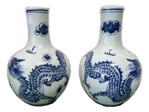 Contemporary Chinoiserie Tianqiu Dragon Vases - A Pair