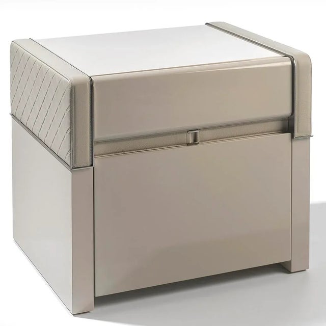 Patterned Leather Nightstand by Jacobo Ventura for C.A. Spanish Handicraft For Sale - Image 13 of 13