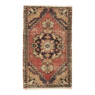 Vintage Worn Mini Turkish Rug For Sale