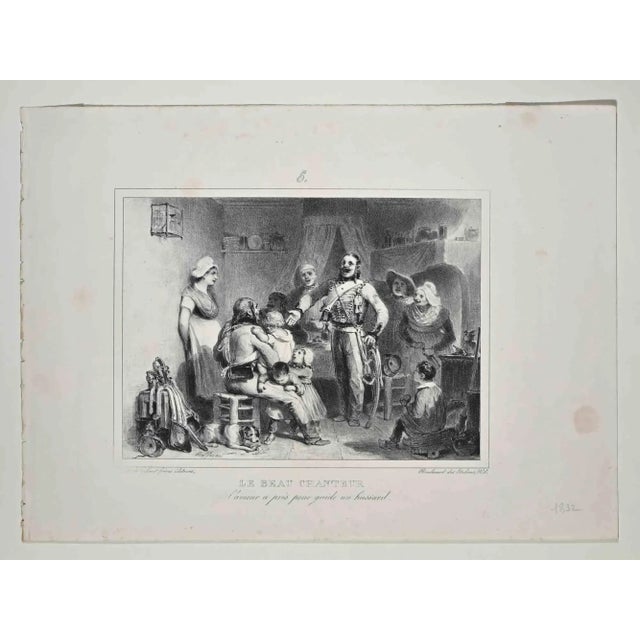 The Beautiful singeris an original Lithograph realized by Denis Auguste Marie Raffet in 1832. Signed and dated on the...