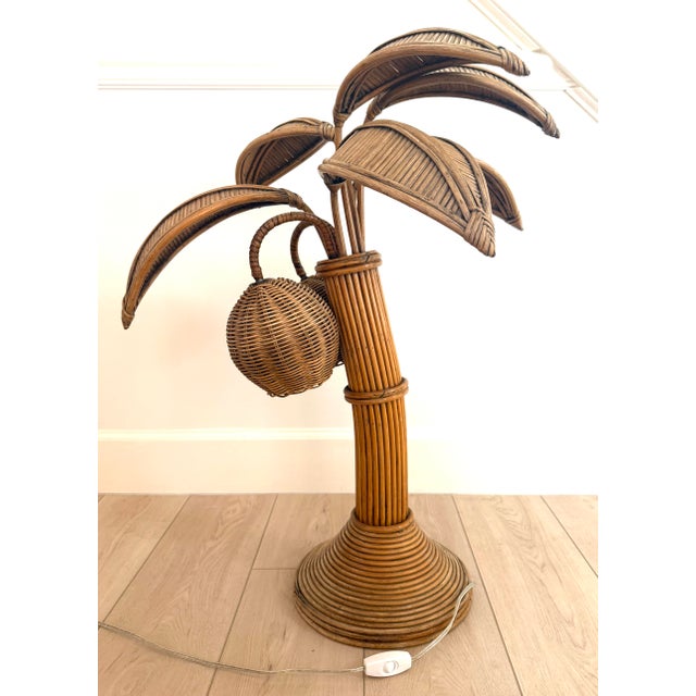 Vintage Split Reed Palm Tree Table Lamp For Sale - Image 11 of 11