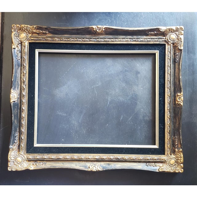 Vintage Mid-Century Baroque Style Solid Wood Frame With Black Velvet Liner – Fits 11x14 Art For Sale - Image 4 of 6