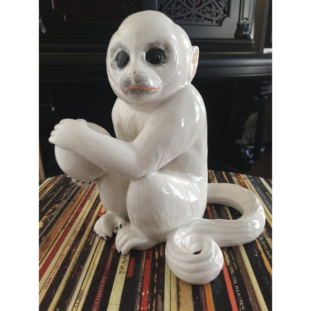 Porcelain Ceramic Mottahedeh White Capuchin Monkey — As Seen at Elvis Presley's Graceland! For Sale In Nashville - Image 6 of 8