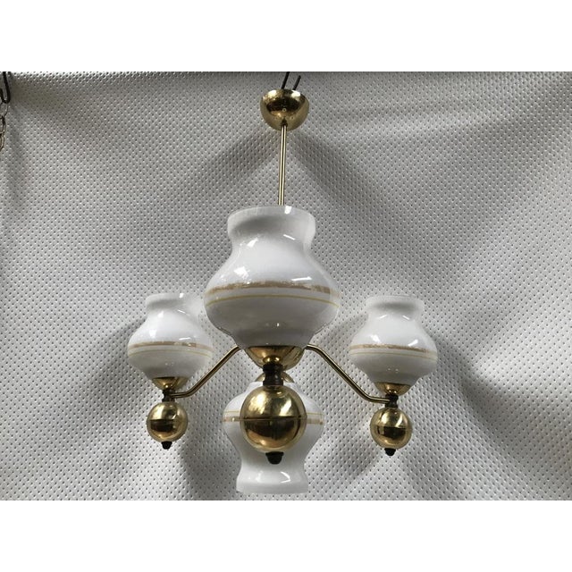 Glass Gilt Chrome and Glass Chandelier, 1970s For Sale - Image 7 of 18