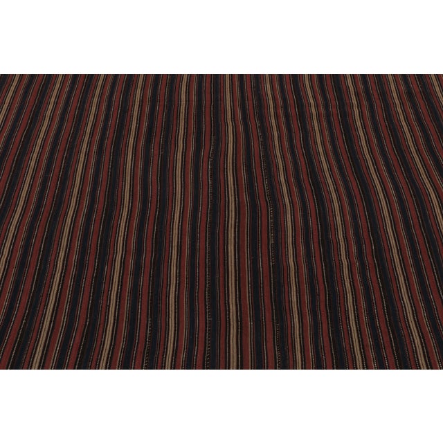 Rug & Kilim Vintage Persian Kilim, Square Rug With Brick and Navy Blue Stripes - Rug & Kilim For Sale - Image 4 of 7
