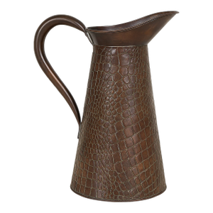 Antique Joseph Sankey & Sons Hammered Copper Pitcher — Croc-Skin Pattern, C. 1900–1920