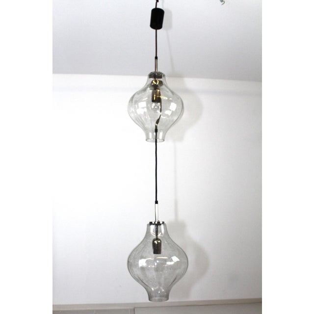 Mid-Century Modern Large Glass & Metal Tulipan Ceiling Light from Kalmar, 1960s For Sale - Image 3 of 8