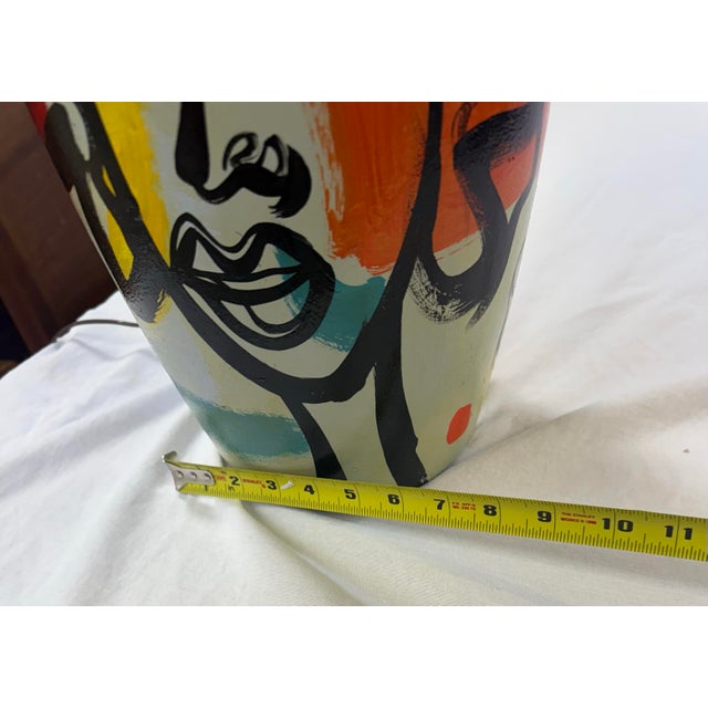 1970s Peter Keil Painted Lamp Plus Lamp Shade Signed 30in For Sale - Image 12 of 12