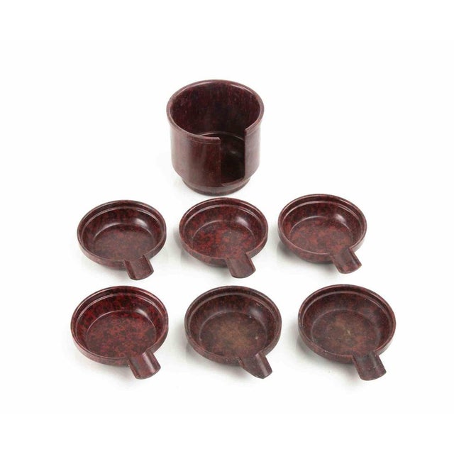 Vintage Art Deco Stackable Bakelite Ashtray Set, Italy, 1950s, Set of 7 For Sale - Image 3 of 7
