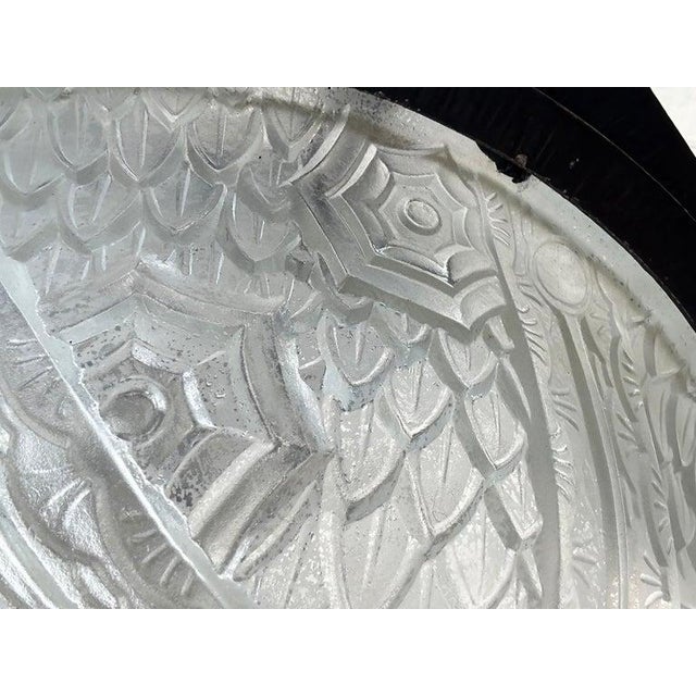 French Art Deco Wrought Iron, Glass Chandelier, Muller Freres Attributed, C1930 For Sale - Image 9 of 13