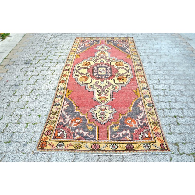 1960s Oushak Red Color Natural Wool Rug For Sale - Image 11 of 11