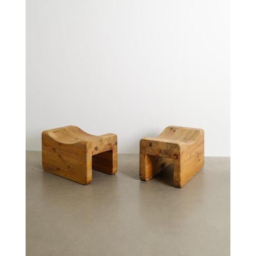 Vintage Swedish Sculptural Pine Stools or Tabourets, 1970s, Set of 2 For Sale - Image 3 of 5