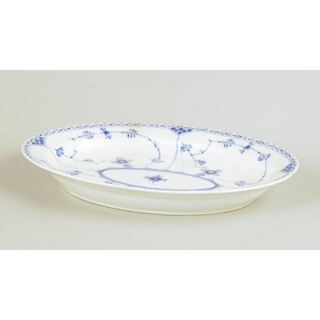 Royal Copenhagen Blue Fluted Half Lace Oval Dish, 1950 Oval dish in the Blue Fluted Half Lace pattern, featuring a lace...