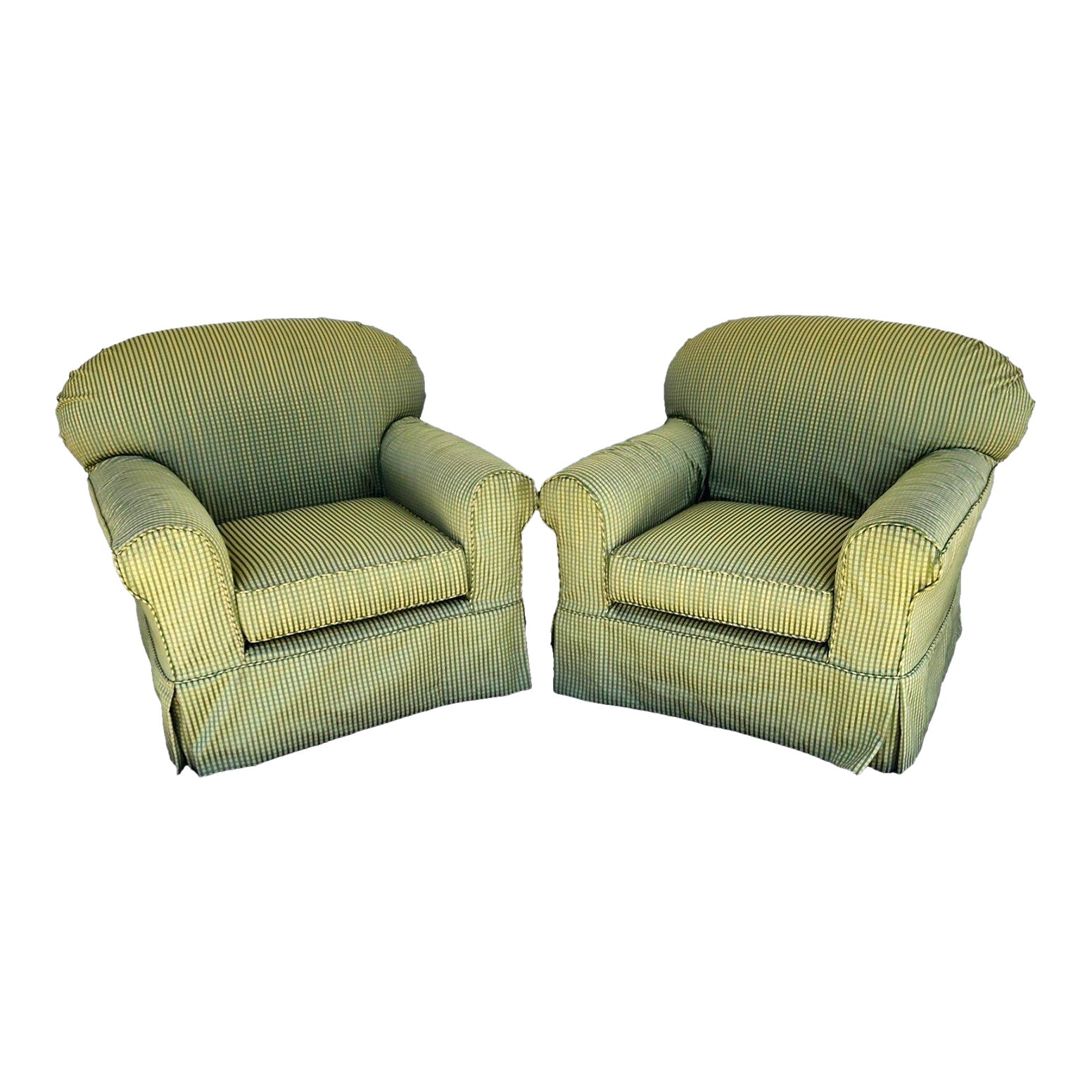 English Country Cottage Armchairs Slipcovered by Lee Industries Pair ...