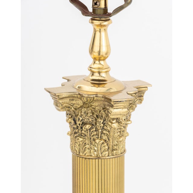 Late 20th Century Neoclassical Style Gilt Corinthian Column Lamp For Sale - Image 5 of 8