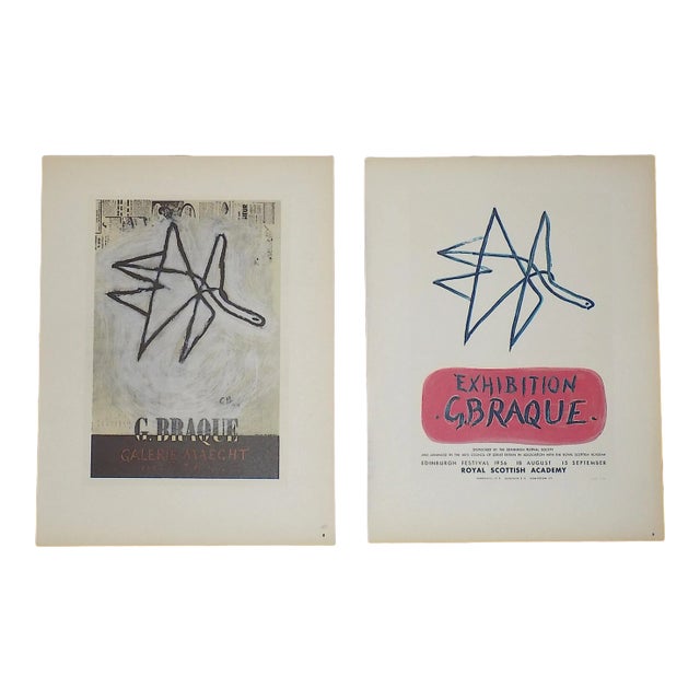 Vintage Mid Century Color Lithographs-Georges Braque-Printed by Mourlot-A Pair For Sale