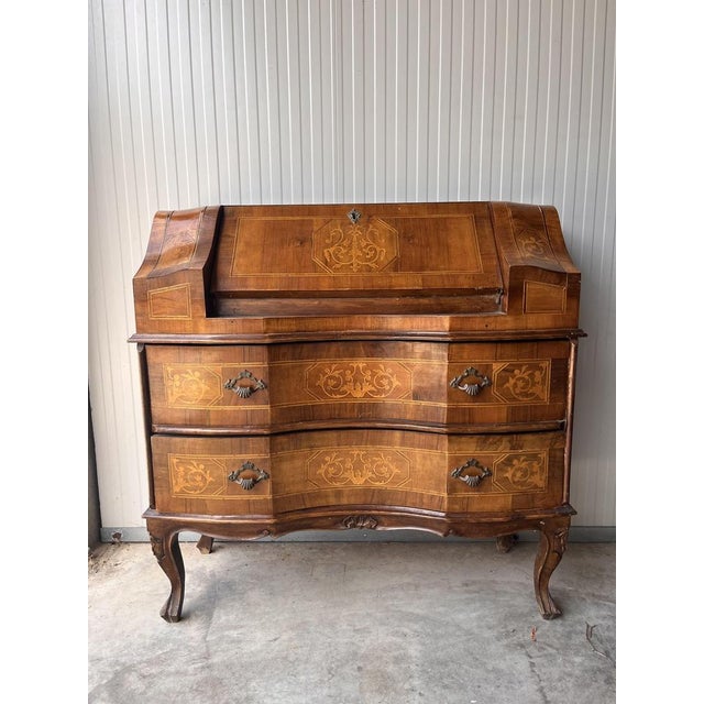 1950s Vintage Inlaid Walnut Secretaire, 1950s For Sale - Image 5 of 9