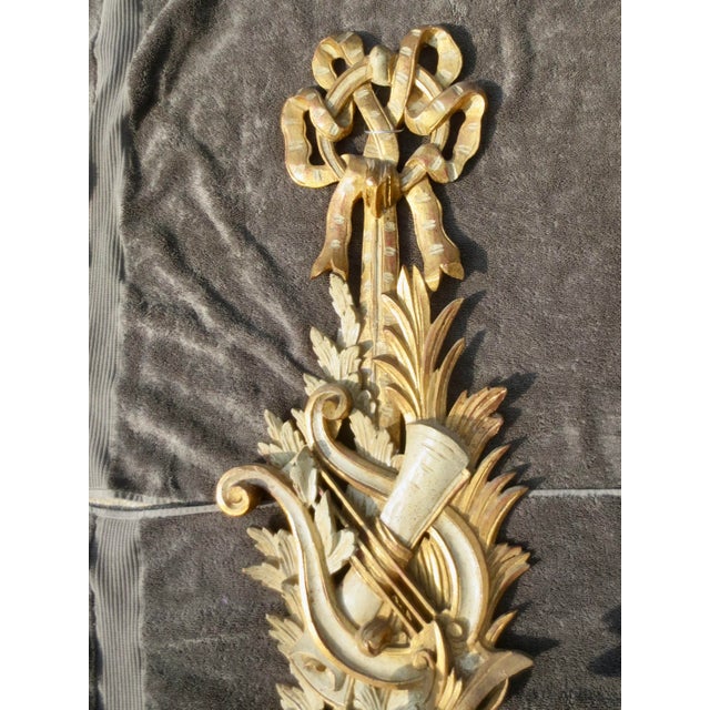 1900s Italian Gilt Wood Carved Sconces - Pair of 2 For Sale - Image 10 of 11