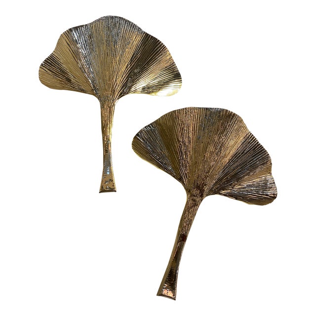 Set of 2 Contemporary Italian Brass Leaf Wall Sconce by Simoeng For Sale