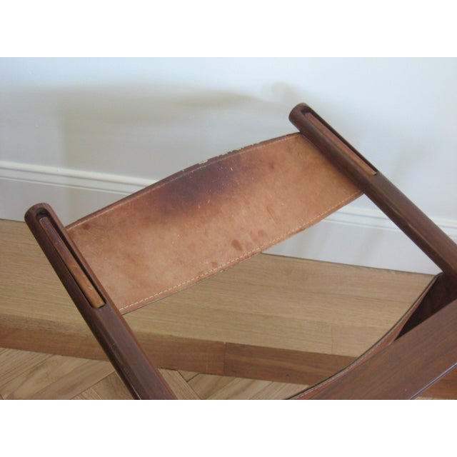 Wood Michel Arnoult Mid-Century Rosewood and Leather Sling Chair For Sale - Image 7 of 12