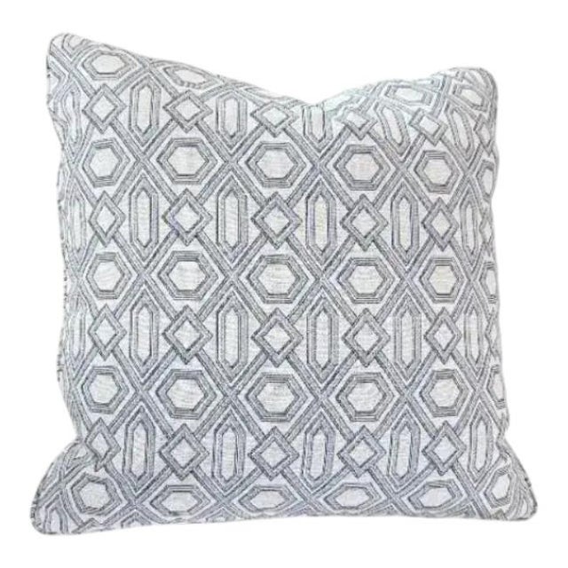 Early 20th Century Pair 24'' Blue&White Geometric Pillows For Sale - Image 5 of 5