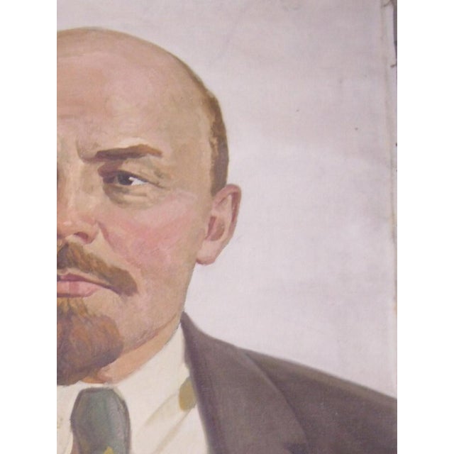 Realism 1970s Vladimir Lenin Portrait Painting, Soviet Socialist Realism Art 100-70 For Sale - Image 3 of 6