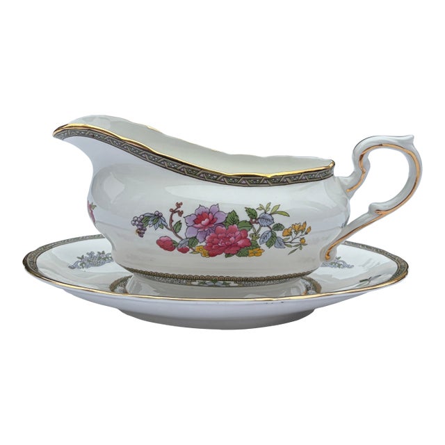 Vintage Paragon "Tree of Kashmir" Bone China Gravy Boat & Underplate Set For Sale