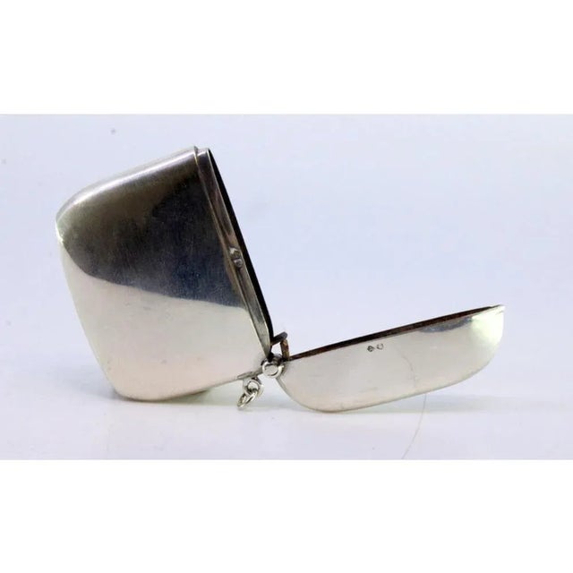Plain Silver Matchbox with Beveled Corners and Hanging Ring For Sale - Image 6 of 7