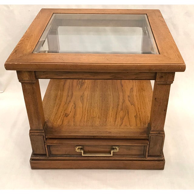 Midcentury Thomasville End Table With Glass Top Chairish