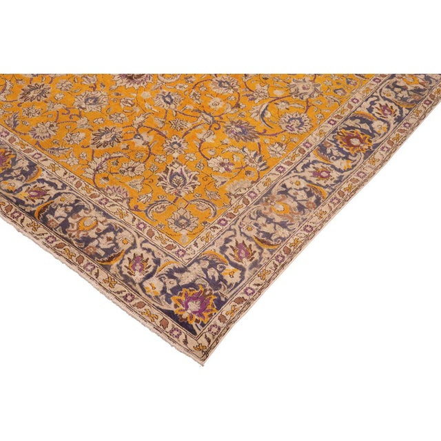 Shabby Chic Vintage 1990's Orange/Blue Wool Rug - 9'11'' X 12'6'' For Sale - Image 4 of 10