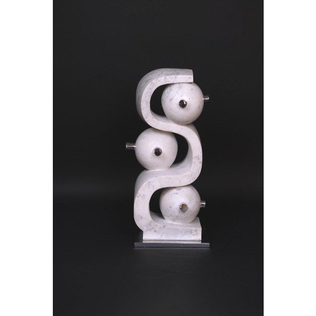 Hugo Verheyen, Incomprehension I Sculpture, 1980s, Carrara Marble and Chromed Metal For Sale - Image 4 of 10