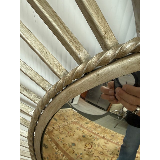 Metal Convex Starburst Wall Mirror, Oversized For Sale - Image 7 of 12