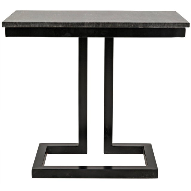 NOIR Alonzo Side Table in Black Metal with Marble For Sale - Image 10 of 10