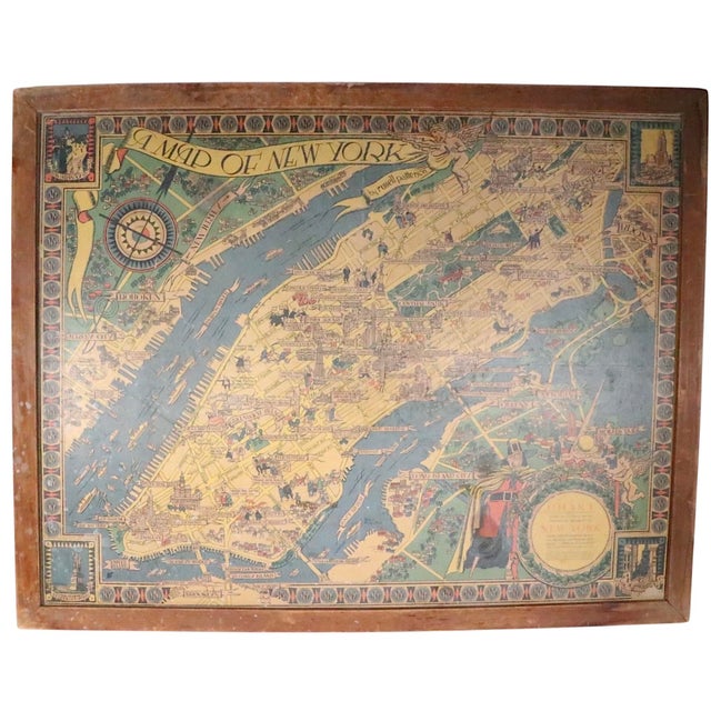 Brown Art Deco Map of New York by Russell Patterson for r.h. Macy C. 1939 For Sale - Image 8 of 11