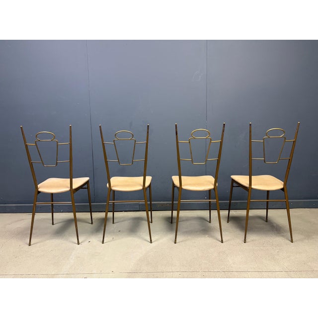 Mid-Century Modern Italian Brass Dining Chairs, 1950s, Set of 4 For Sale - Image 9 of 14